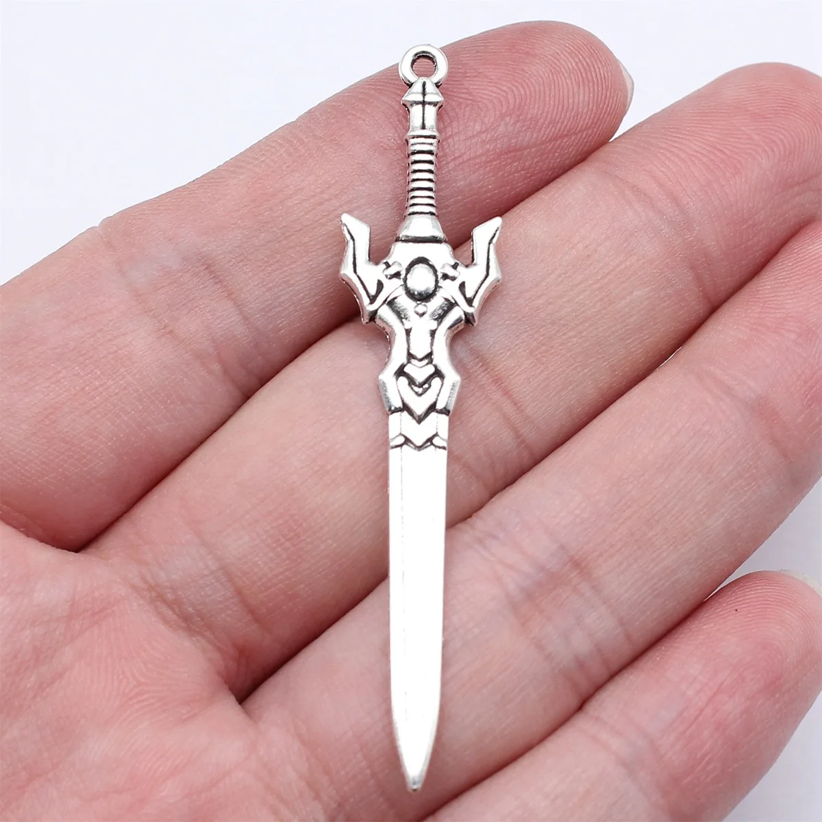 10pcs 59x13mm Antique Silver Color Acgn Cosplay Sword, Gun, Sword And Halberd Charms Jewelry Findings Bulk