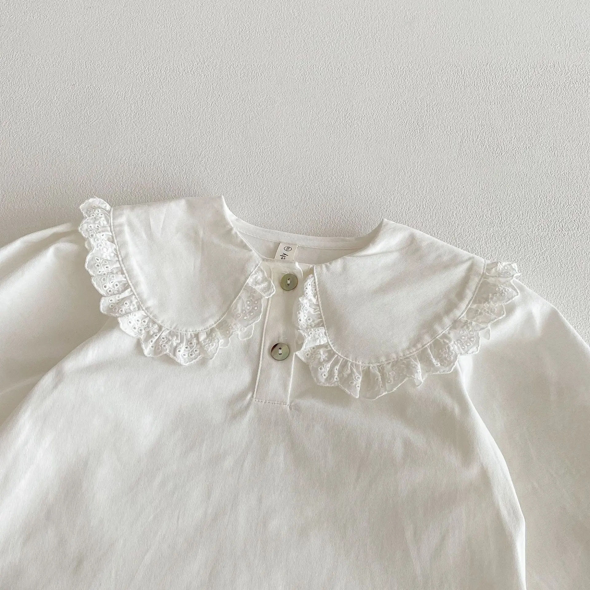 Kinder Mädchen Spitze T-Shirt Kinderkleidung Baby Kleinkind Kinder Langarm Kragen T-Shirts Vielseitige Basisschicht Herbst Frühling Tops 1-8T – Detail 5