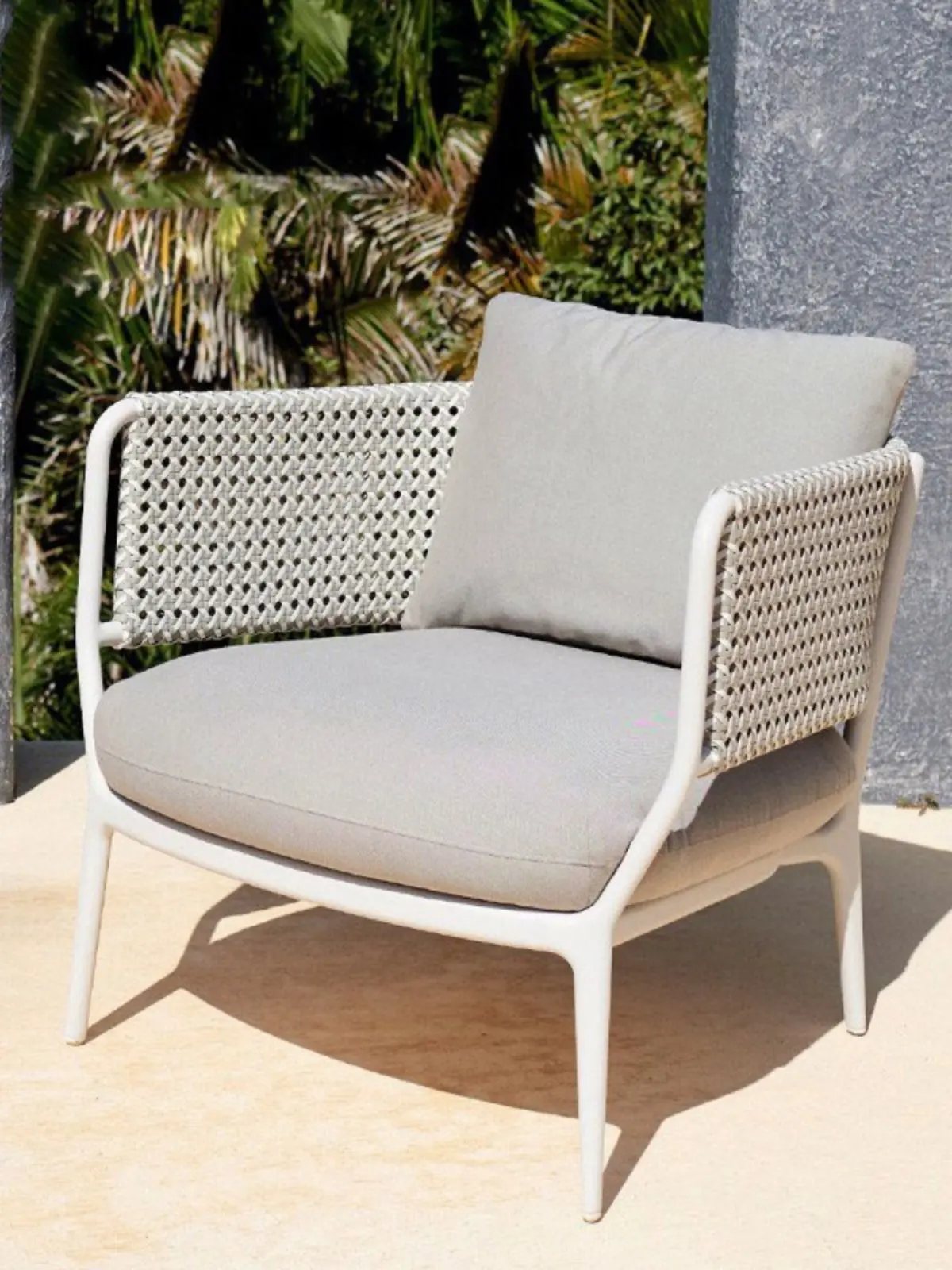 

Скандинавский уличный диван для двора и сада, плетеное кресло для балкона, веранды, террасы, повседневное одиночное плетеное кресло, комплект