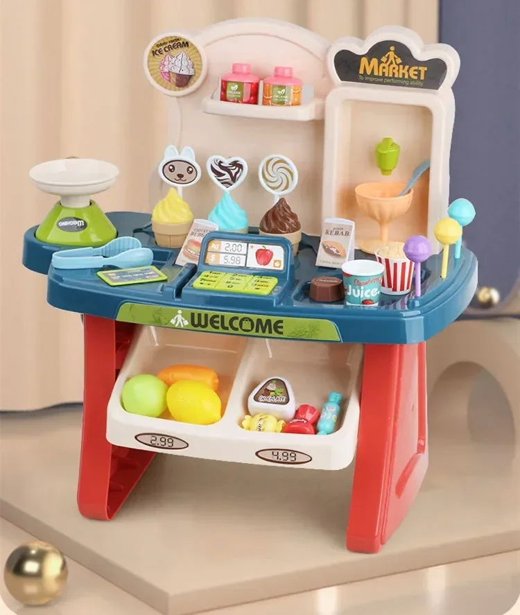 33 pz/set Casa di Alta Qualità supermercato camion dei gelati caramelle carta di credito Popcorn Play house Giocattolo Interattivo bambino miglior regalo