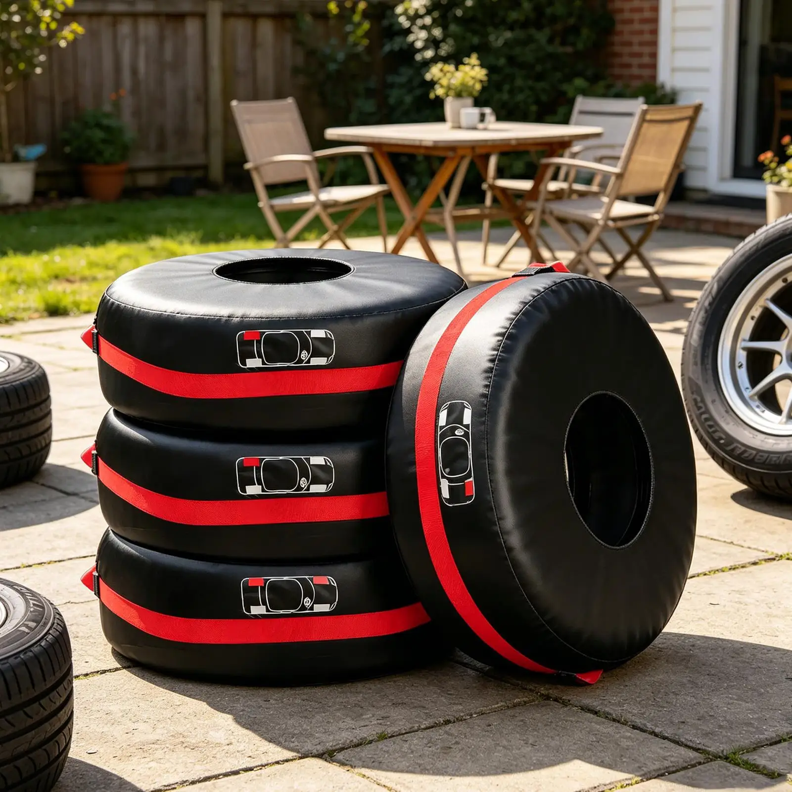 Tire Covers For Cars 4 Pieces Handle Bag Protector For Wheel Heavy Duty Tire Cover For Camping Overlanding Garage Road Trip