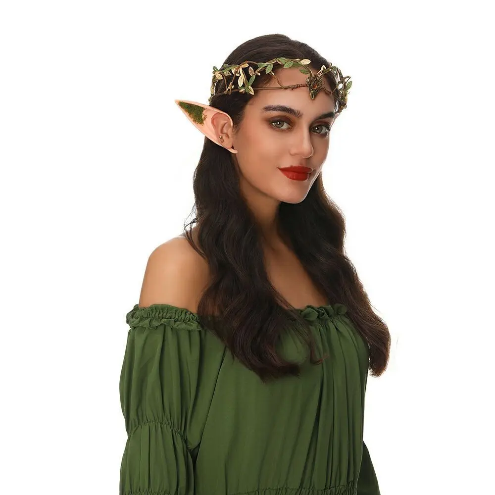 Gothic Fairy Black Green Antler Crown Wedding Party Halloween Cosplay Ren Faire Costume Photos Forest Headpiece for Women