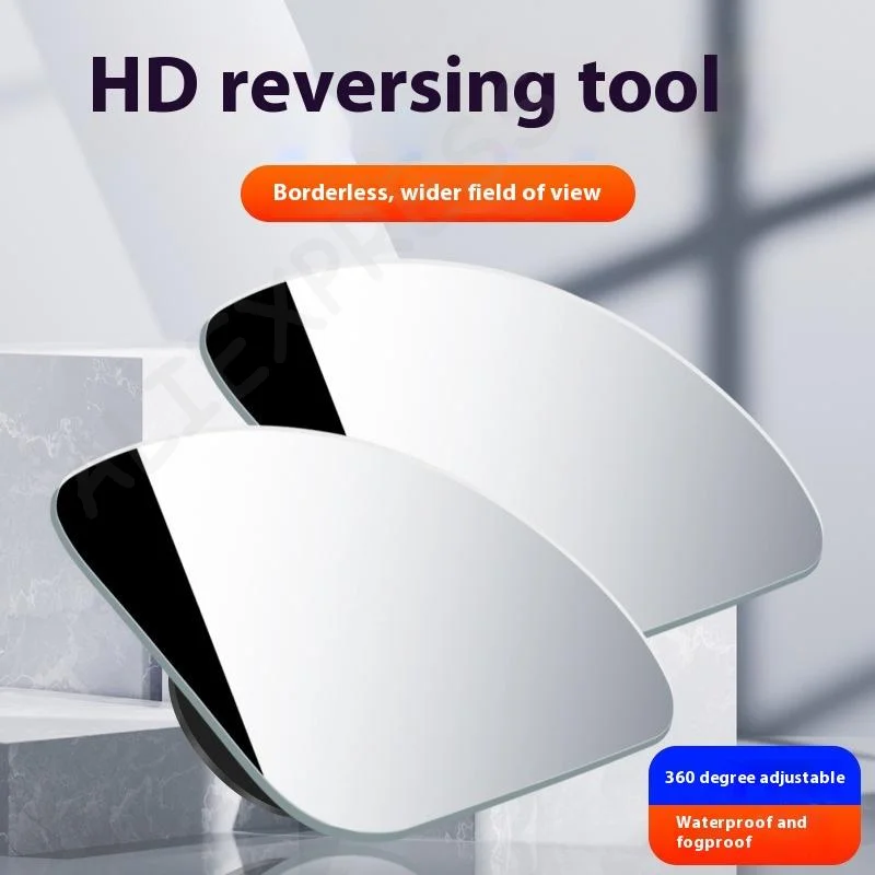 [G]2Pcs Car Mirror Wide Angle Car Blind Spot Mirrors 360° Adjustable Auxiliary Rearview Mirrors Frameless Small Mirror