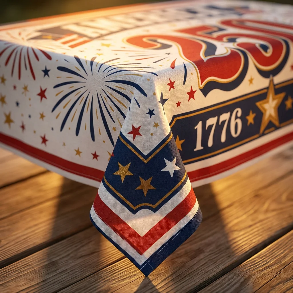 アメリカ250周年記念テーブルクロス、愛国的な星条旗デザイン - Home Textiles Today のレビューと価格