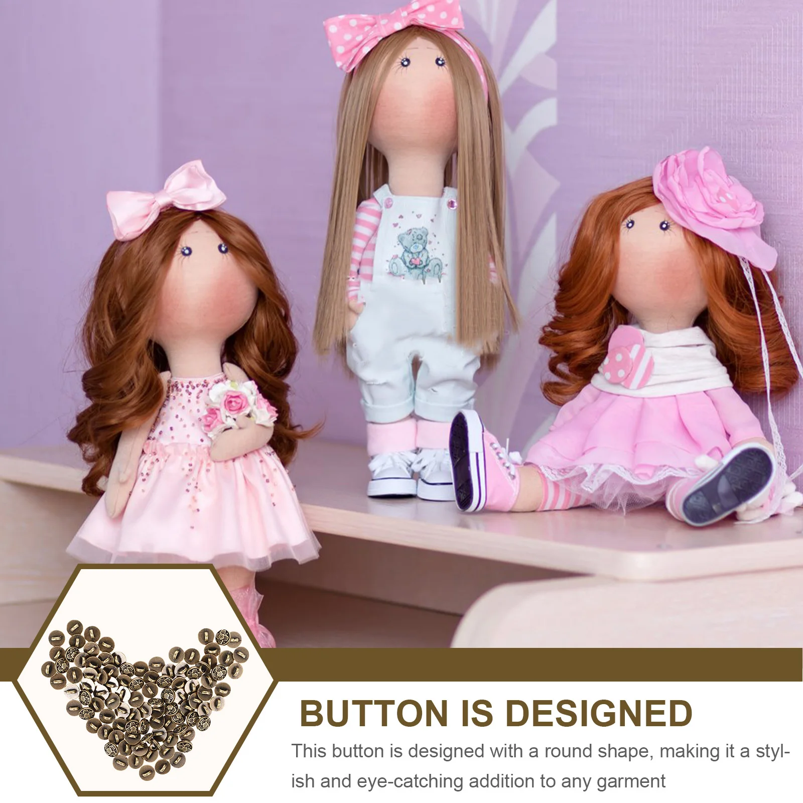 

100Pcs Inspired Buttons Miniature Metal Round Buttons for Sewing DIY Outfit Customization Craft Accessories Tiny