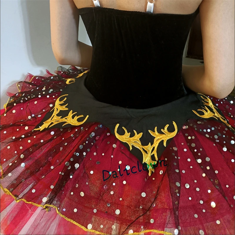 Erwachsene Frauen Schwarz Rot Professionelle Tutu La Esmeralda Ballett Tutu Platter Pfannkuchen Tutu Kleid Mädchen Kinder Ballerina Party Kostüm – Detail 5