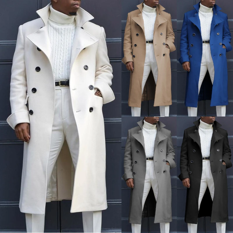 Men Trench New Fashion Coat Autumn Winter British Loose Coat Medium And Long Trench Mens Long Coat
