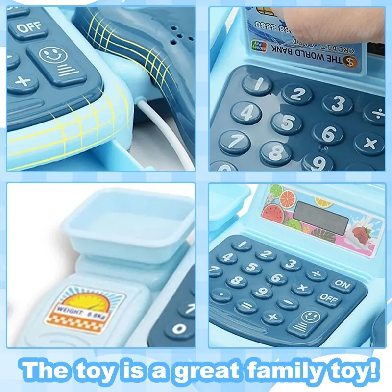 Simulation Supermarket Cash Register Toy Children Play House Toys Mini Convenience Store Cashier Electric Pretend Play Kid Gifts