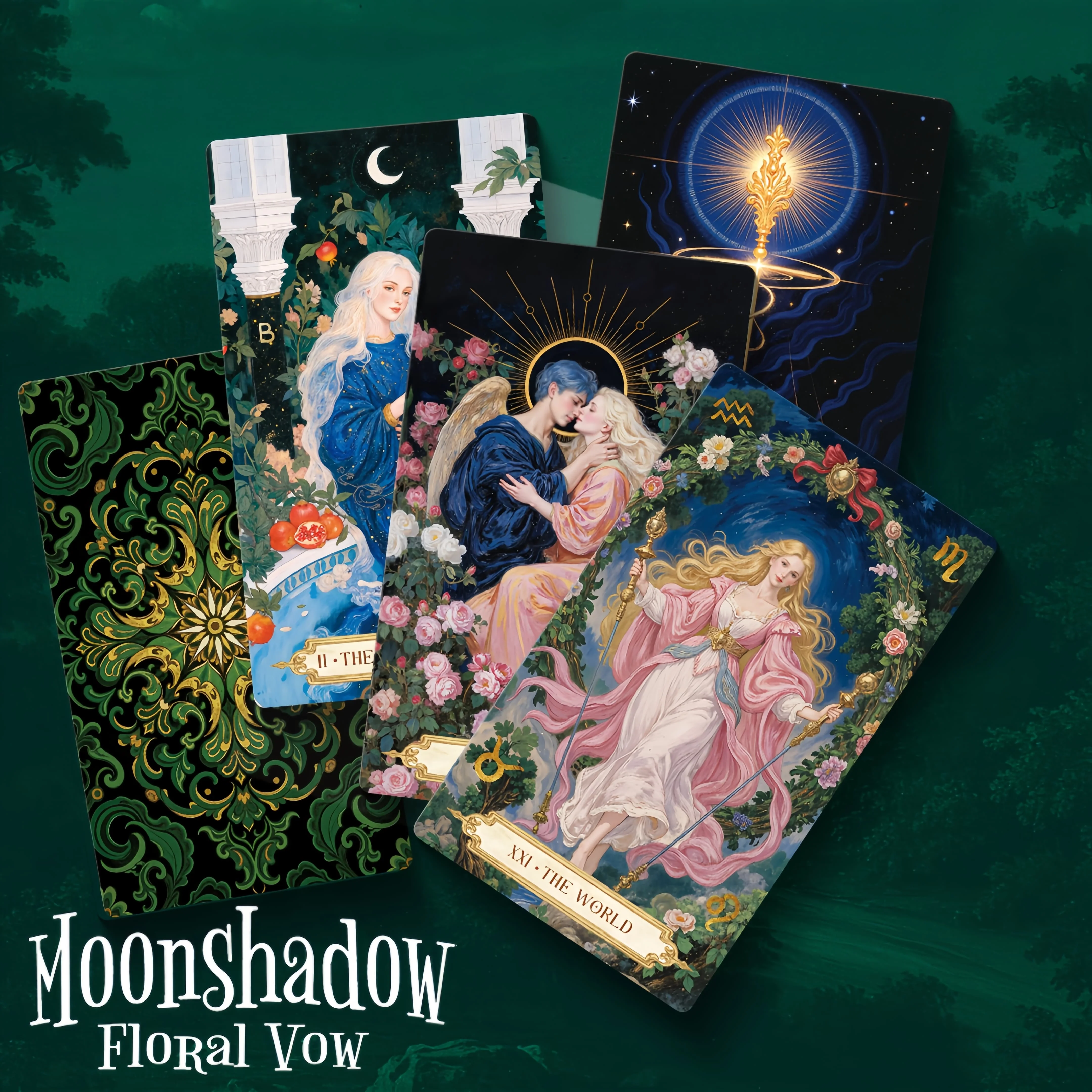 

New Original Authentic High Priestess Exclusive Moonshadow Floral Vow Tarot Cards 12x7cm Oracle Rider Waite Luxury Professional
