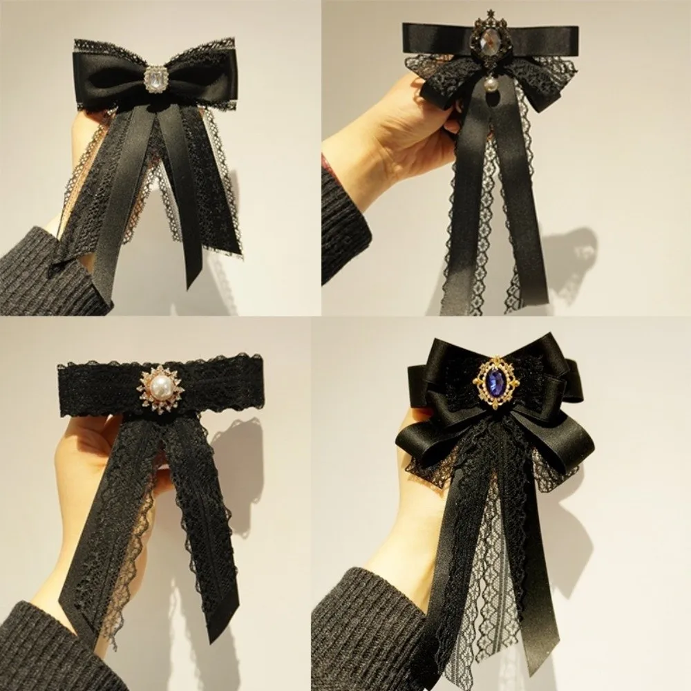 

Модная черная мемориальная черная лента с бантом, брошь из полиэстера, винтажный воротник, зажим для галстука, украшение для шеи, булавка для женщин