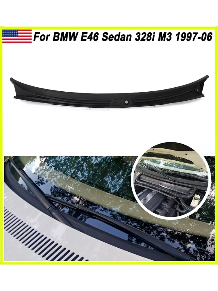 Voor 1997-2006 BMW E46 Sedan 4-Deur Cowl Grille Panel Voorruit Ruitenwisser Cowl Cover Vent 51718208483 Linksgestuurde Magickit - afbeelding 2