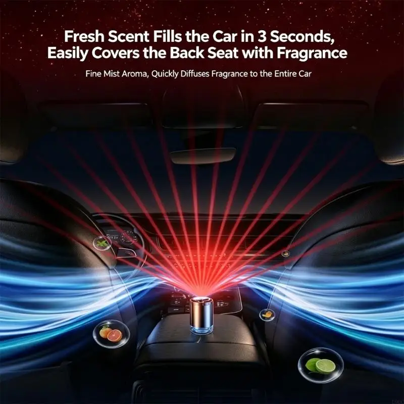 Dashboard Car Air Diffuser with Aluminum Body, Cabin Light and 5 Scent Levels in Sedans and SUVs for Daily Driving and Driver