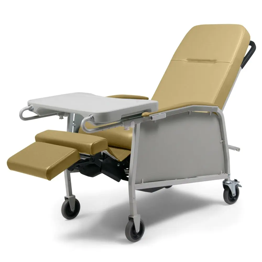 

3Position Medical Recliner, Reclining Geri Chair with Wheels, Vintage Gold
