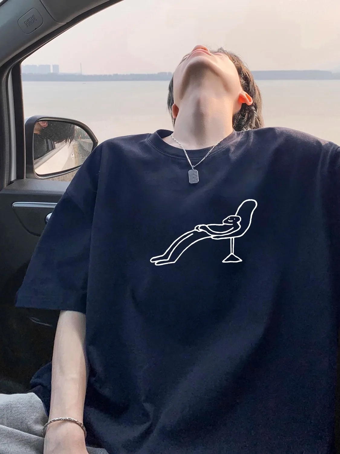 

Мужская футболка большого размера из чистого хлопка, свободного кроя, летняя, универсальная, с круглым вырезом, повседневная, качественный дизайн