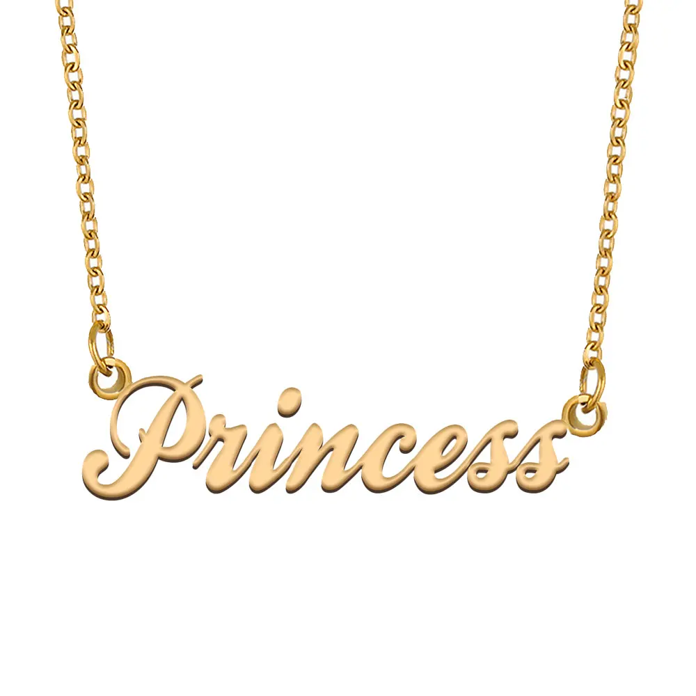 

Princess Name Necklace for Women Stainless Steel Jewelry Gold Plated Nameplate Pendant Femme Mothers Girlfriend Gift