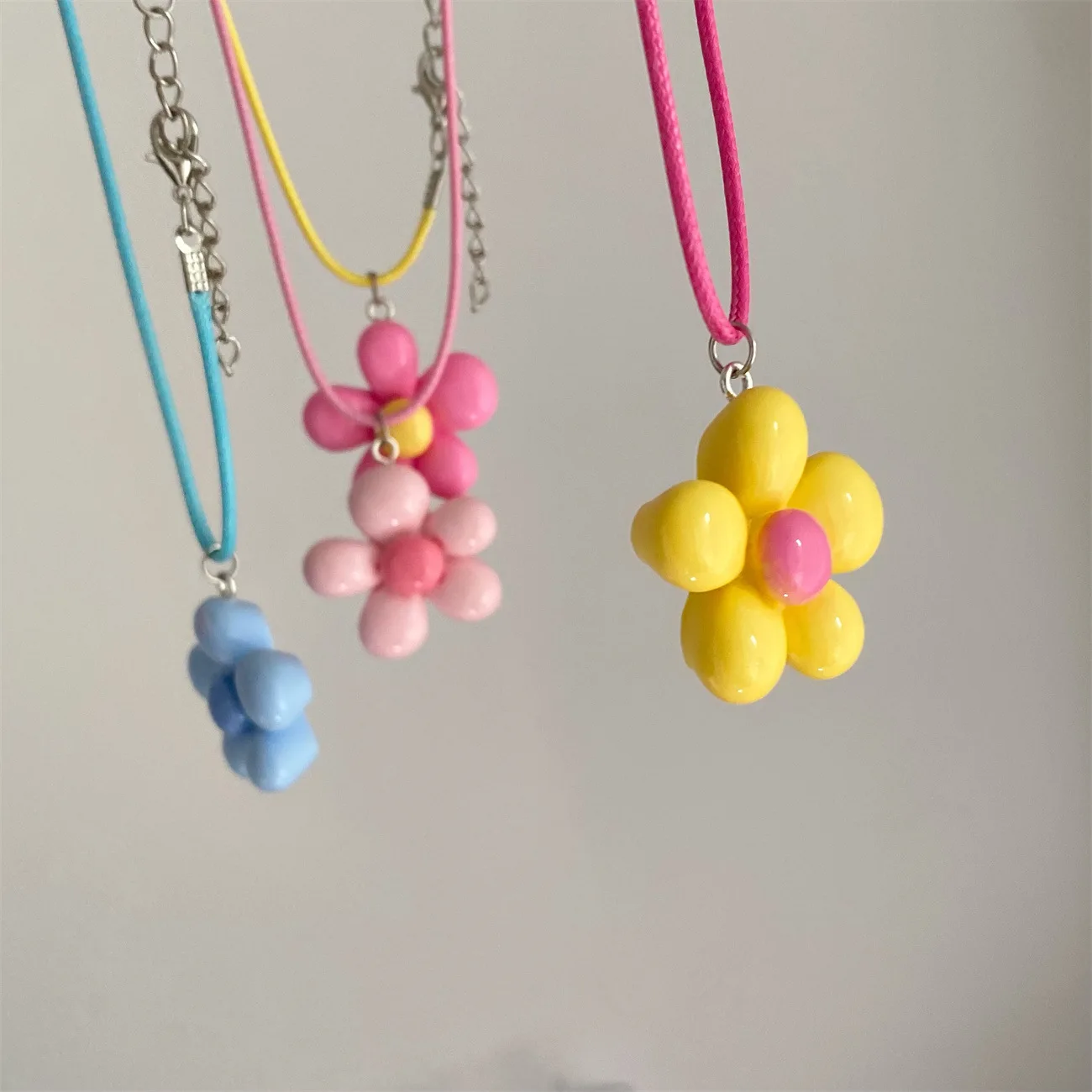 LATS الحلو الملونة زهرة قلادة قلادة للنساء فتاة الأزهار تصميم حبل سلسلة المختنقون الأزياء والمجوهرات هدية #6