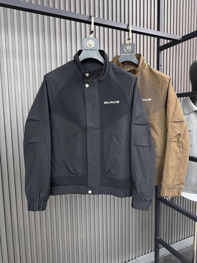 

Svip Men's Casual Jaet Autumn Spring Stand Collar Comfortable Faionable 3D Mosaic Design Long Sve Urban Sle Coat