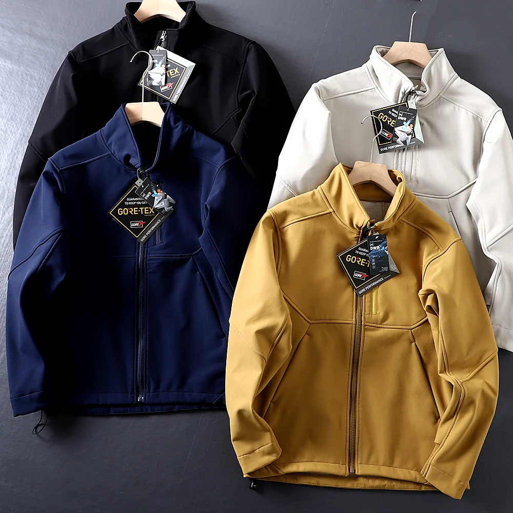 

Outdoor Men's Fce Lined Stand Collar Soft ell Jaet Casual Coat Breathable Windproof Faionable Autumn Winter Jaet