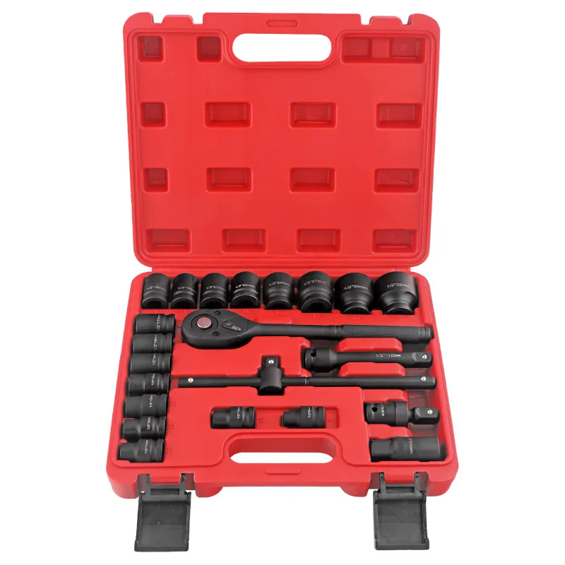 22-Piece electric wrench sleeve set 1/2 heavy duty pneumatic hexagonal air cannon sleeve set bearing diesel engine