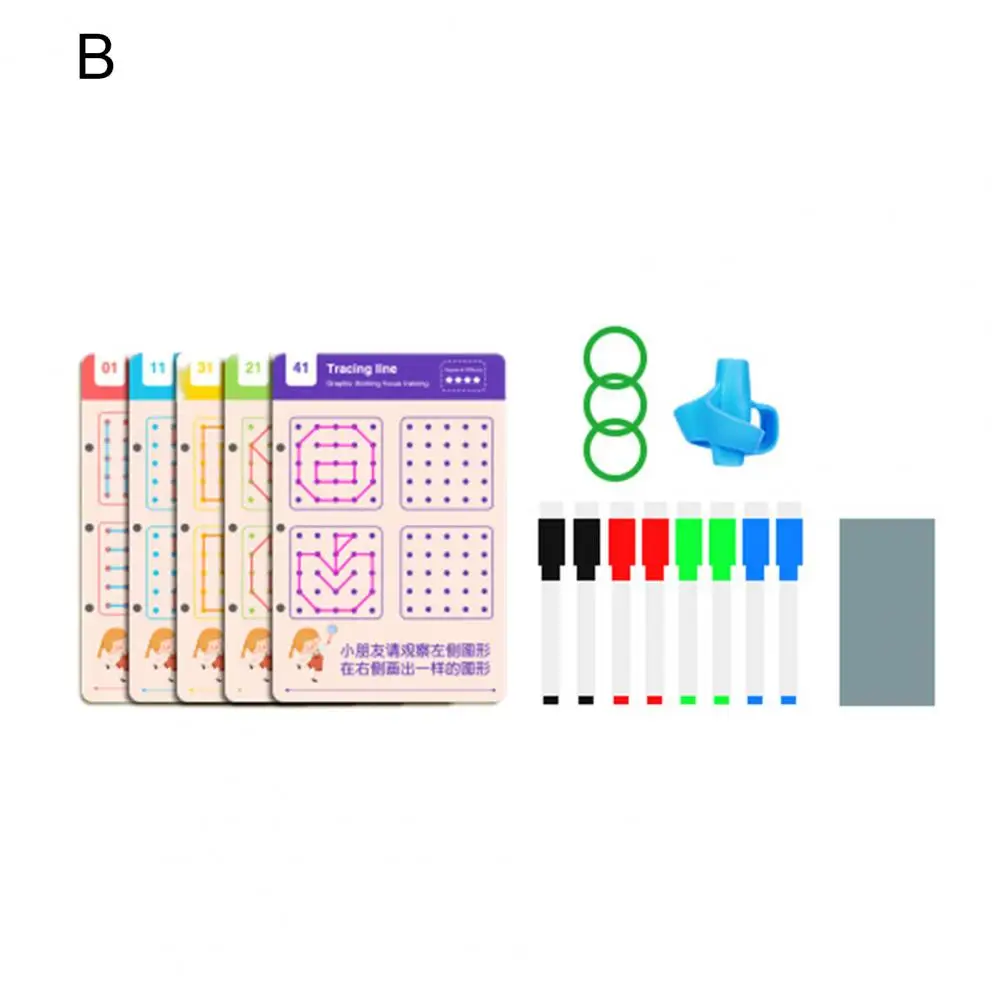 หนังสือเรียนเด็กปฐมวัยหนังสือฝึกเขียนด้วยลายมือแบบใช้ซ้ำได้สำหรับเด็กสมุดงานควบคุมปากกาเพื่อปรับปรุงความอยากรู้อยากเห็น