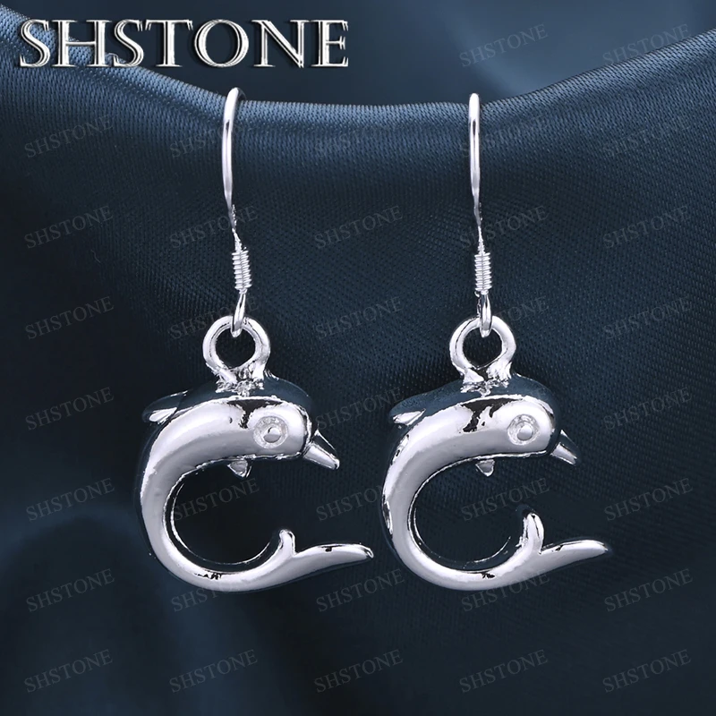 

925 Sterling Silver Dolphin Drop Earrings For Women Cute Exquisite Design Jewelry Fashion Party Anniversaries Gifts Accessories