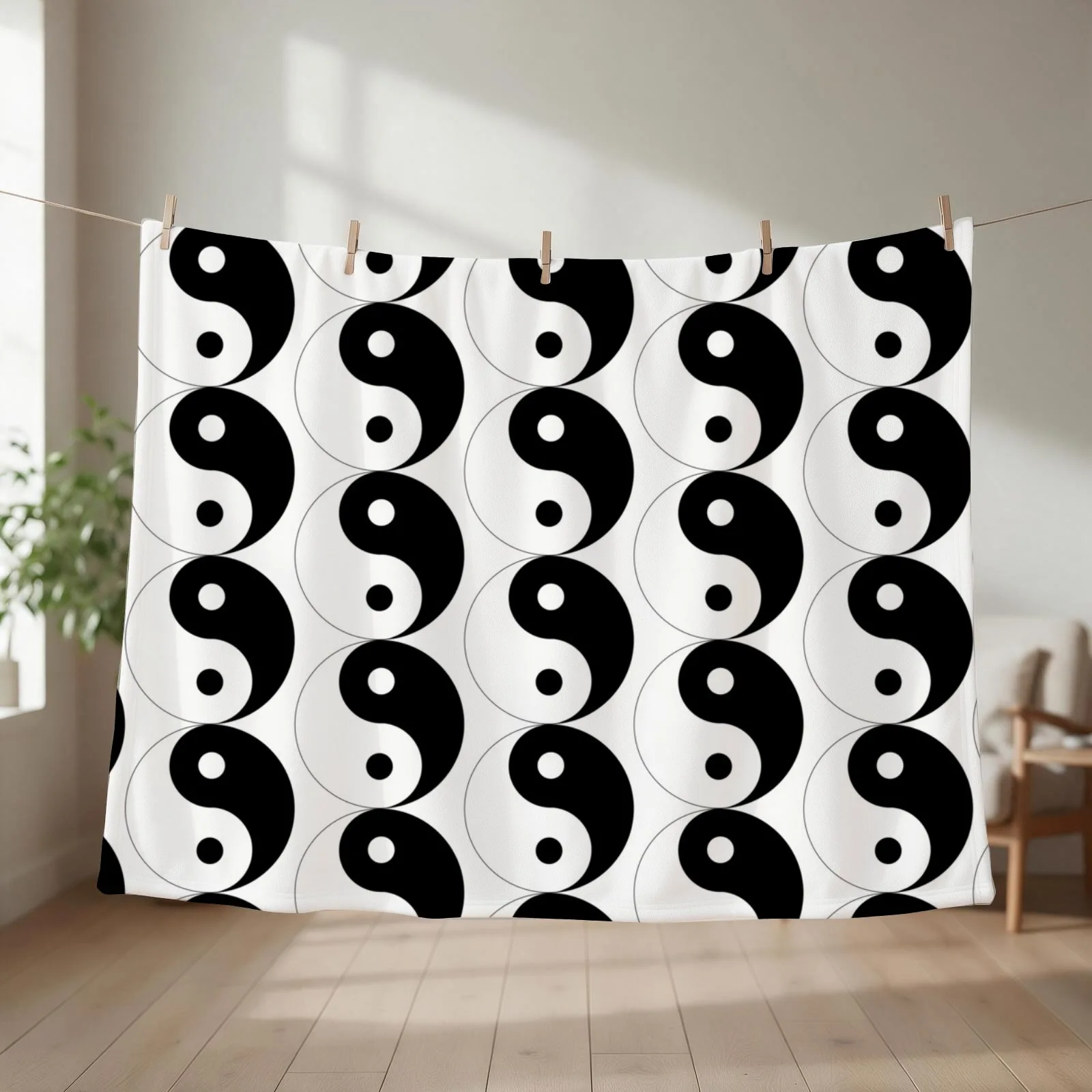 Yin Yang Throw Blanket couch cozy soft plush fuzzy picnic outdoor blanket
