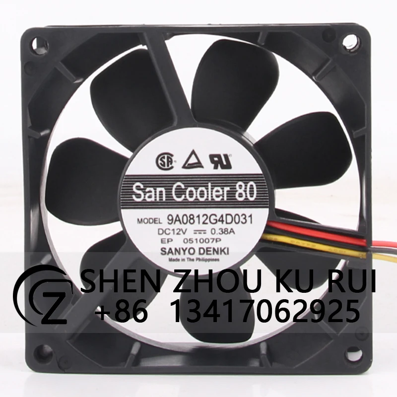 

Case Fan Dual Ball Bearing for SANYO 9A0812G4D031 80x80x25mm 8025 12V 0.38A 8CM CPU Cooling Power Supply Fan