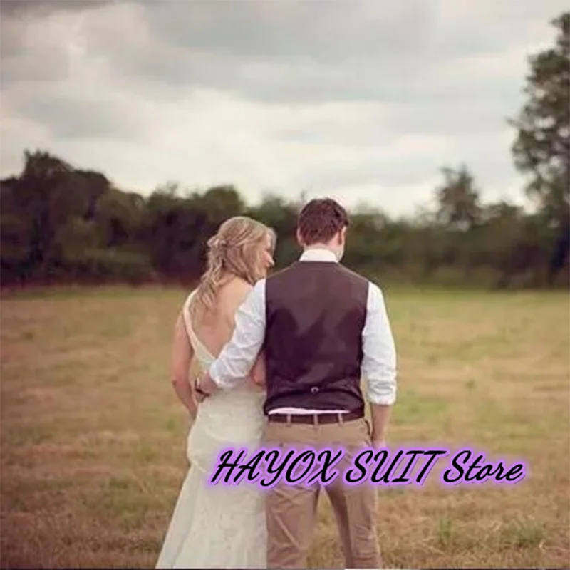 Tweed Men's Suit Vest Korean Style Slim Fit Single Breasted Chaleco Hombre Wedding Business Formal Herringbone Jacket Waistcoat