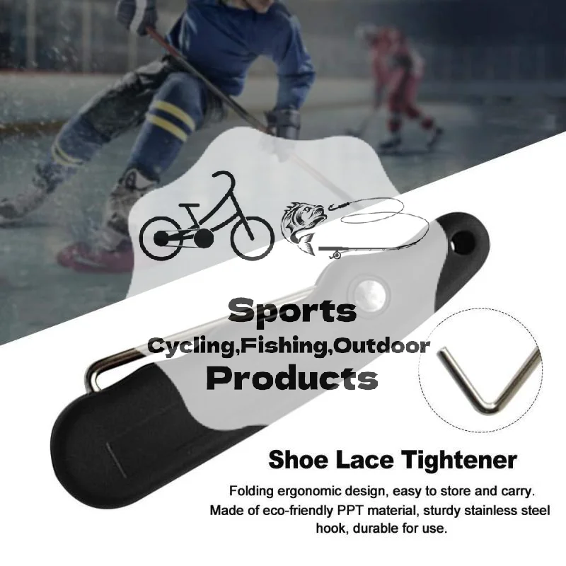 Skate Lace Tightener Lace Hook Puller With Handle Hold Stainless Steel Plastic Ice Skate Lace Tightener Tool Skating Tool Parts