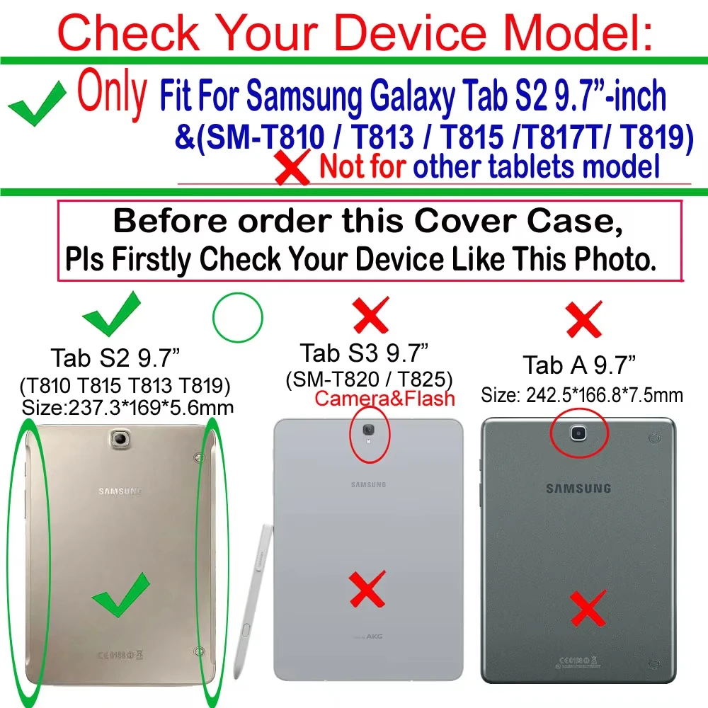 For Samsung Tablet Tab S2 9.7-inch SM-T810 T815 T813 T817T T819 Case Protective Stand Cover With Auto Sleep/Wake Feature Cases