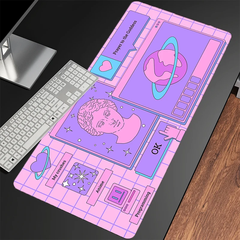 

Desk Mat Computer HD Print Retro Steam Wave Mousepad Soft Mouse Pad Gaming Keyboard Pad With Lockedge Office PC Non-slip Carpet