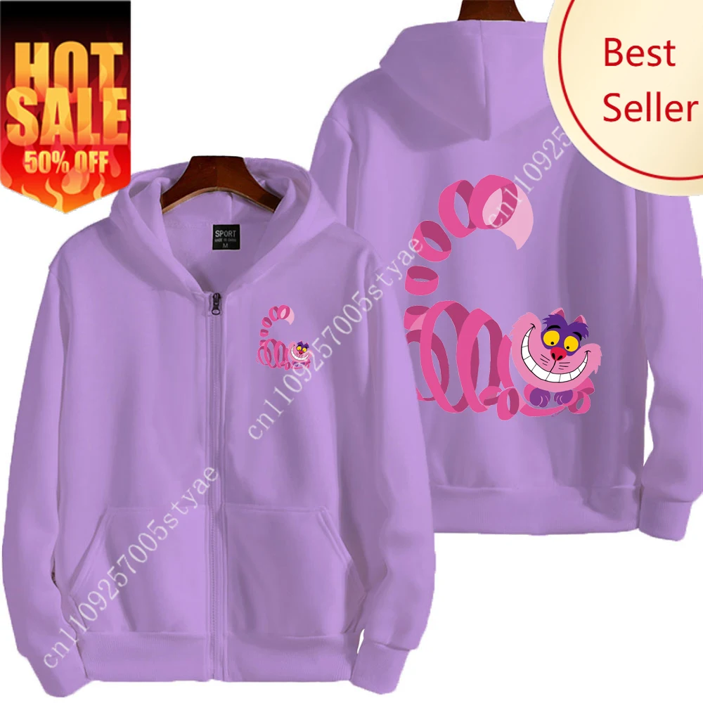 

Cheshire Cat Cartoon Anime Women Zipper Hoodie Spring Autumn Alice In Wonderland Fashion Men Sweatshirt Couple Jackets Coats