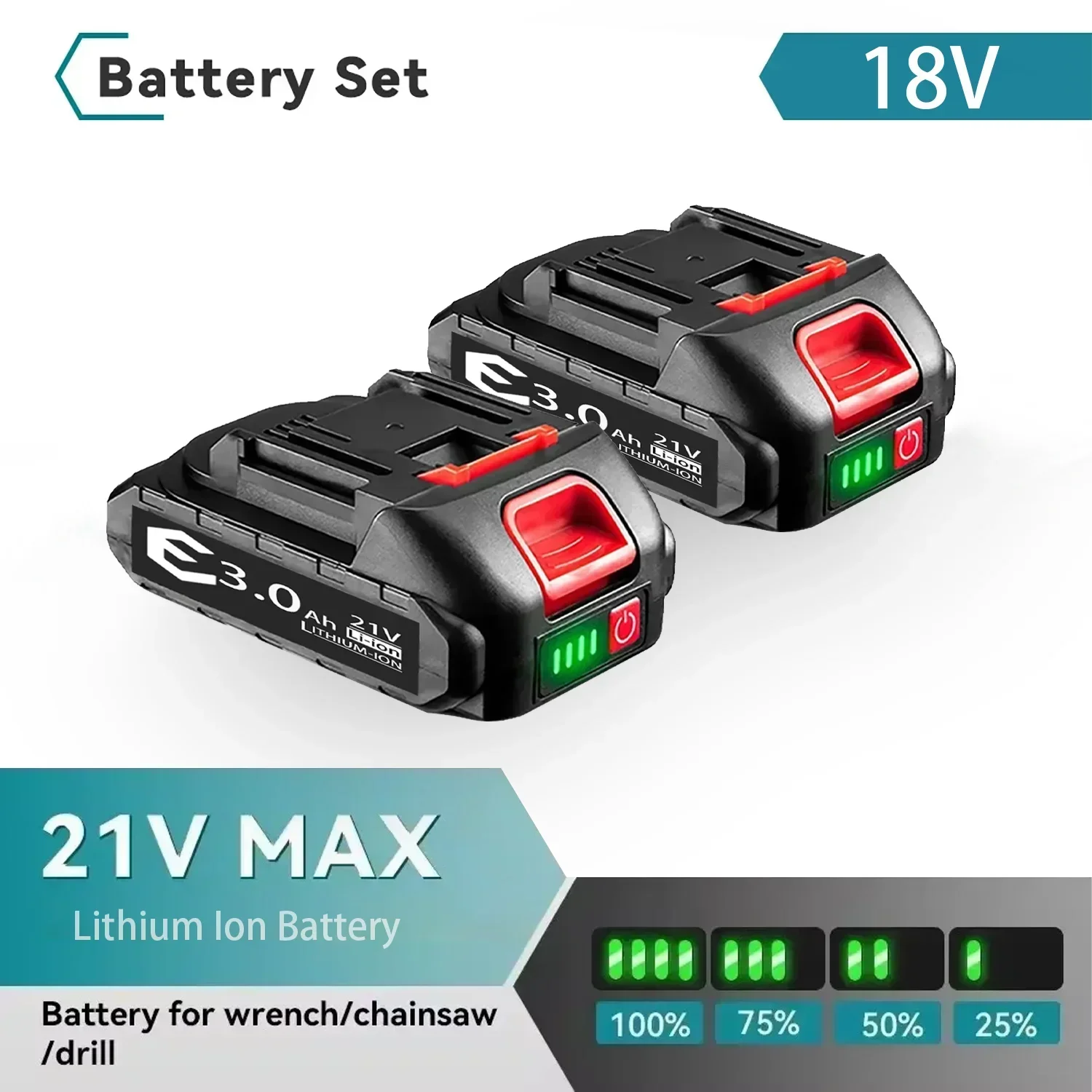 18V 21V MAX Rechargeable Battery 128VF 3000mah Li-ion Battery BL1850B BL1830B BL1430B for Makita 21V Tool Replacement Battery