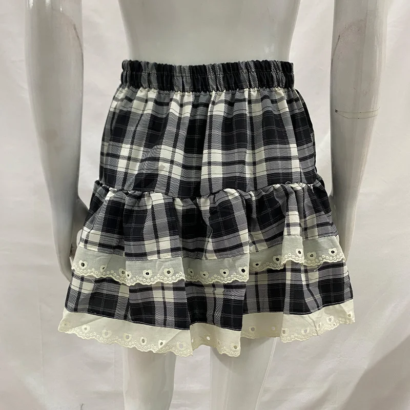 Cute and casual A-line fluffy skirt with group bow decoration, spring college style women's short skirt 2026 new style