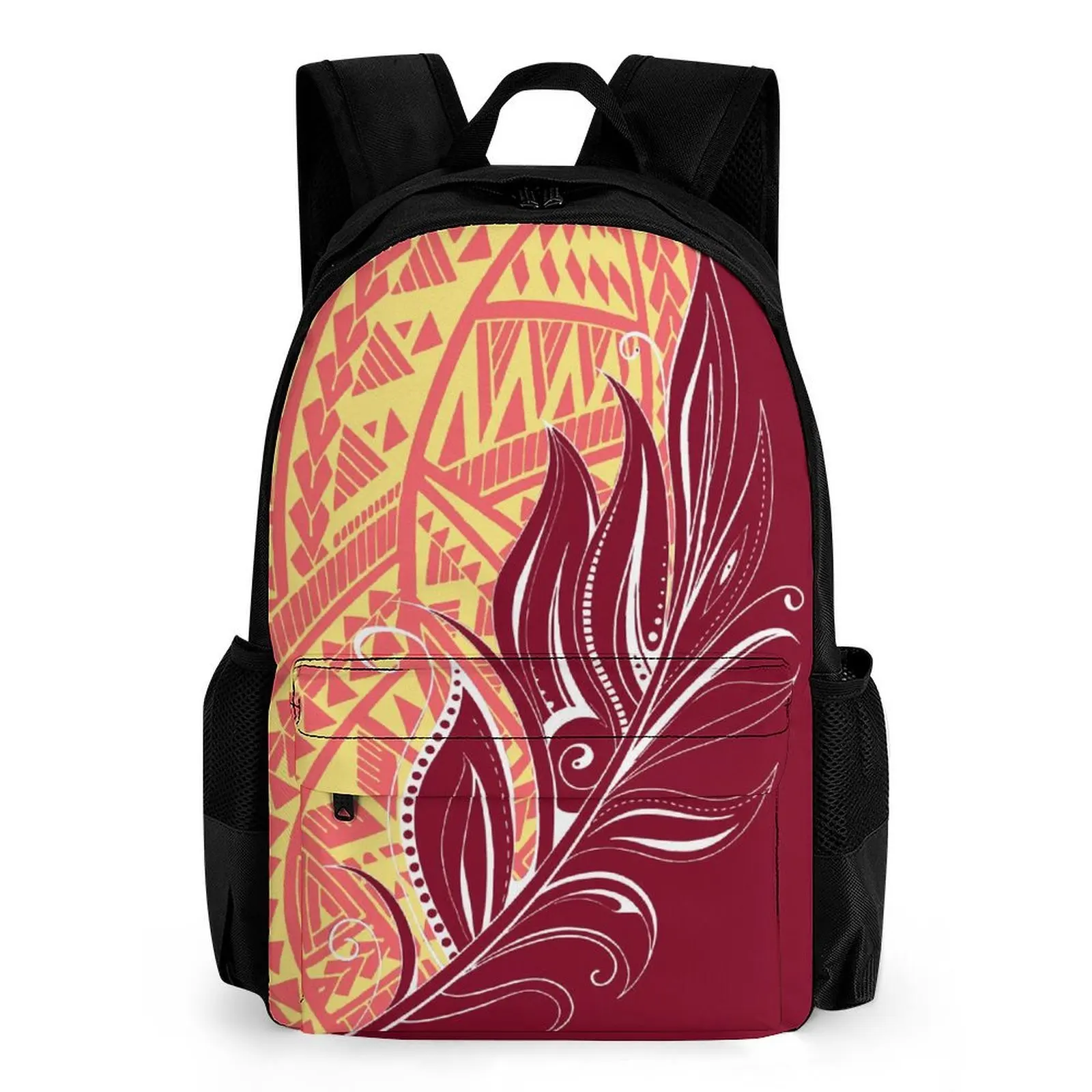 

Новинка 2025 года, рюкзак для кампуса в гавайском тропическом стиле с гибискусом, регулируемые усиленные ремни, настраиваемый полинезийский школьный рюкзак