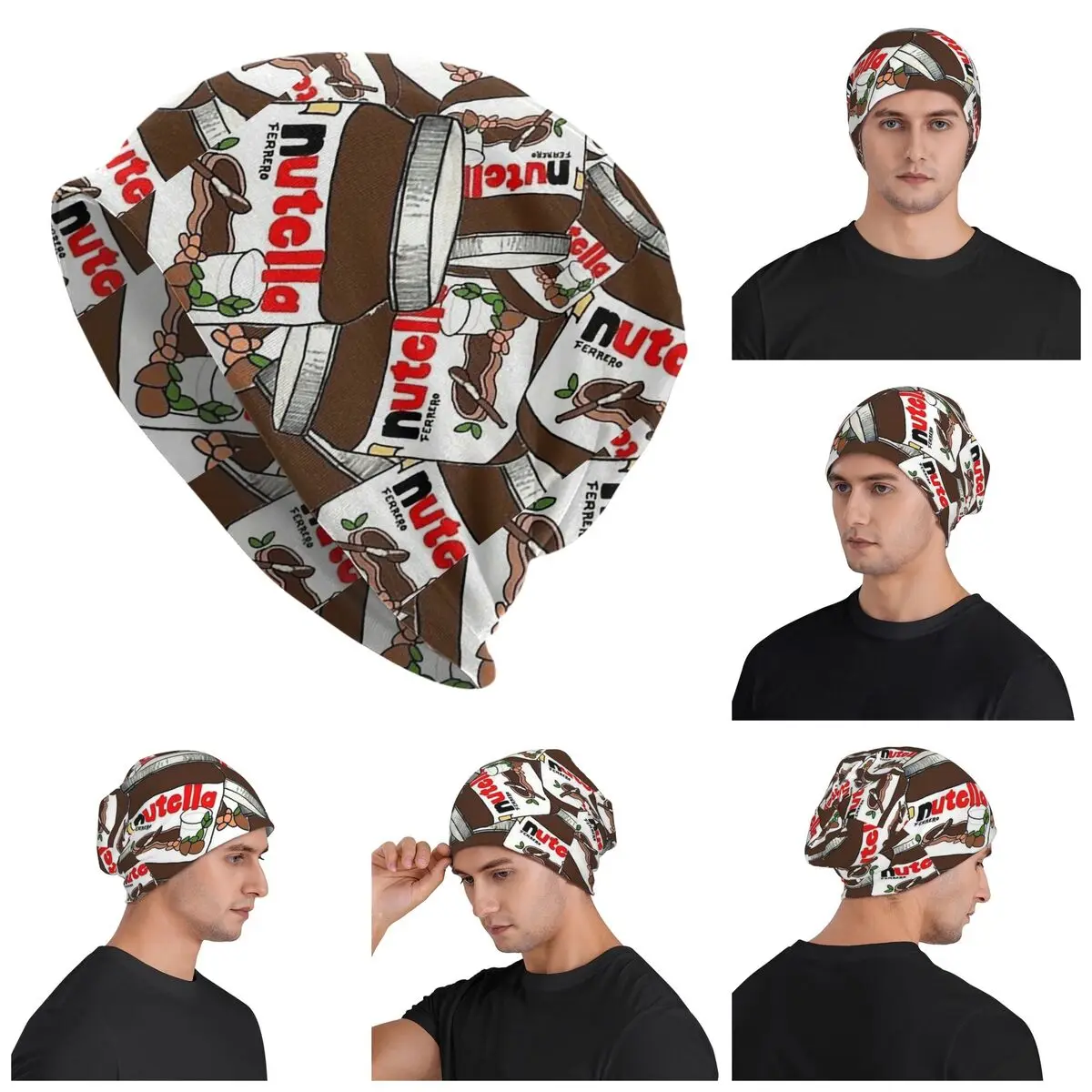 Jar Of Nutella Chocolate Skullies Beanies Hats Warm Autumn Winter Outdoor Cap Knitted Bonnet Caps for Men Women Adult