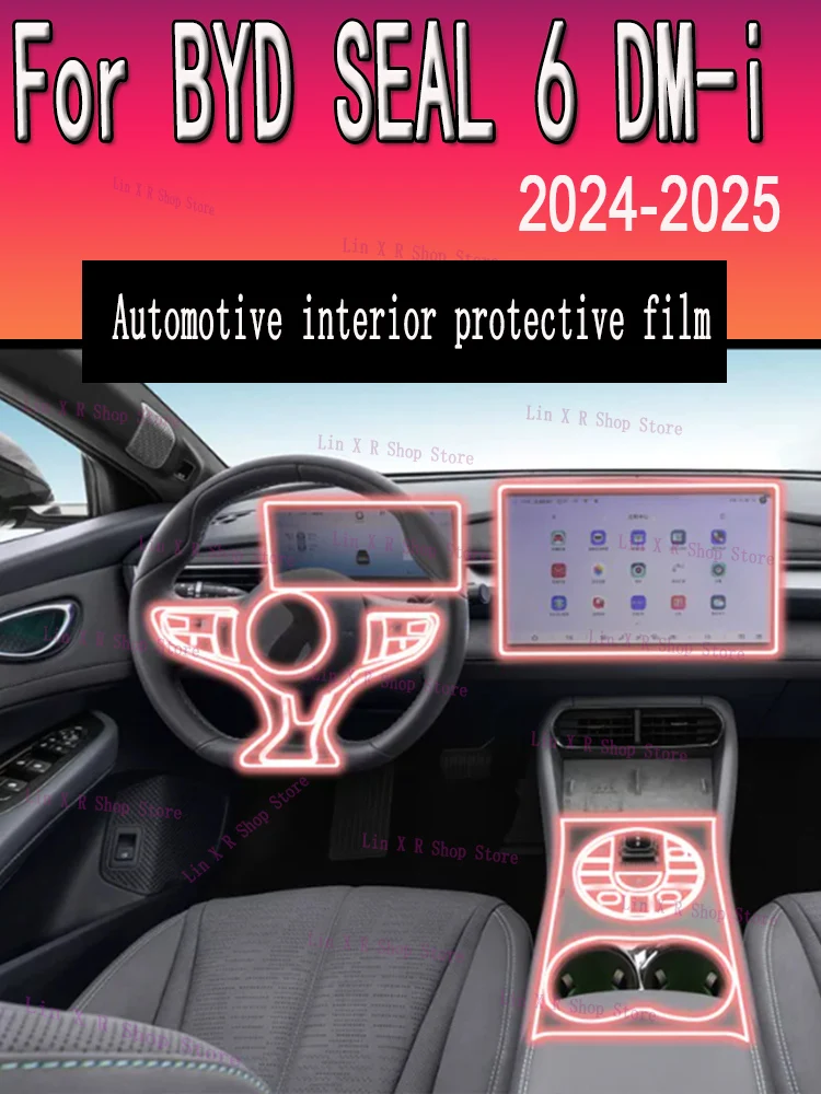 

For BYD SEAL 6 DM-i（2024-2025） Car Interior Center console Transparent TPU Protective film Anti-scratc Repair film Accessories