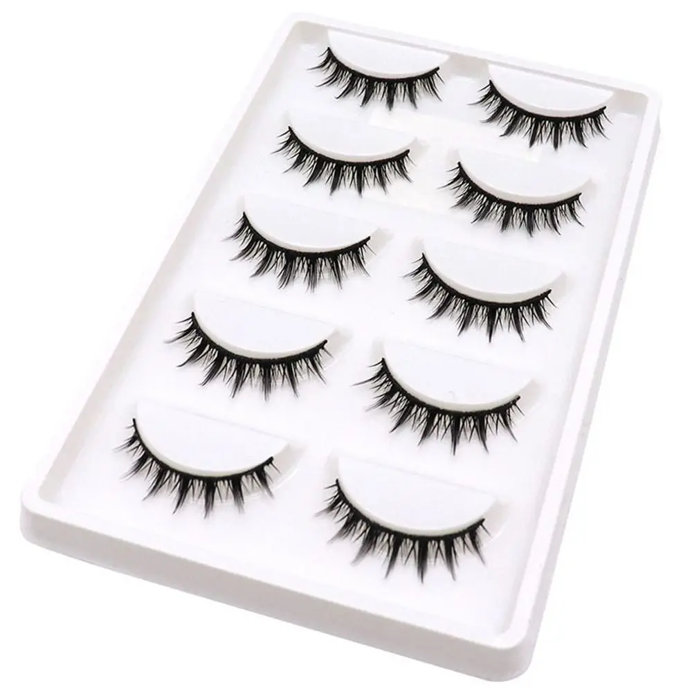 5 Pairs Natural Look Manga Lashes Wispy Fluffy False Eyelashes Individual Cluster 3D Volume Eyelashes Cosplay Fake Eyelashes