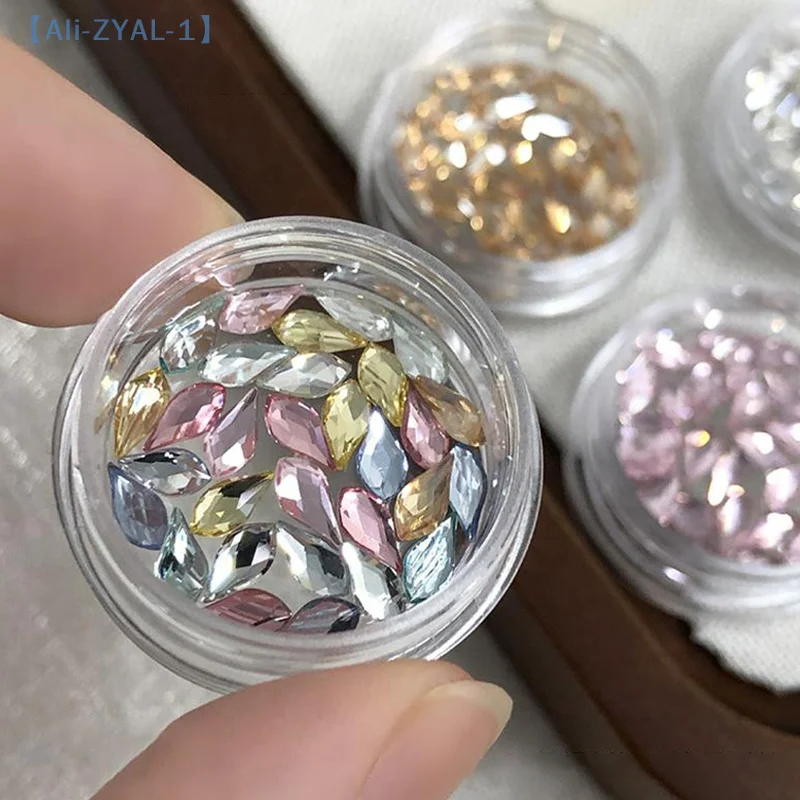 【ZYAL-1】30 unids/caja taladro de forma Irregular para decoración de uñas, diamantes de imitación, piedras de cristal 3D para uñas, gemas, perlas, decoraciones de manicura DIY