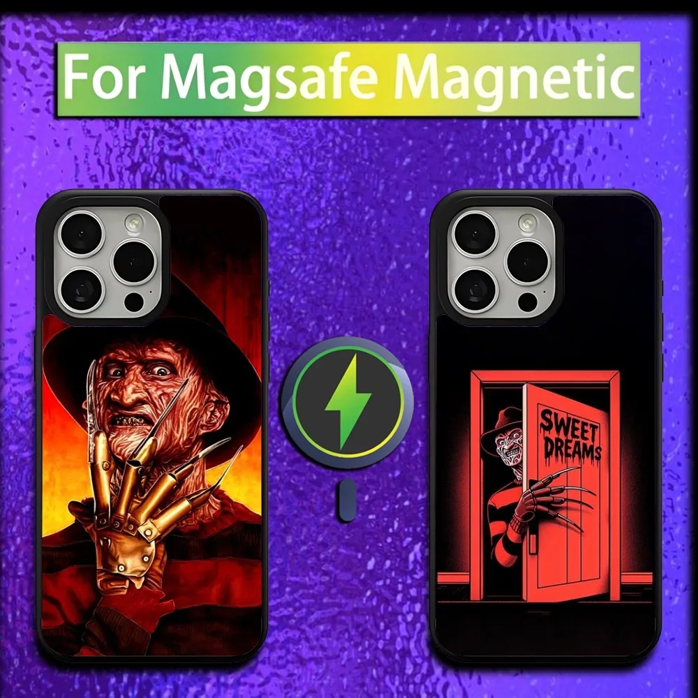 Film K-Krueger F-Freddy Horror Phone Case For iPhone 16,15,14,13,12,11,Plus,Pro,Max,Mini Magsafe Magnetic Wireless Charging