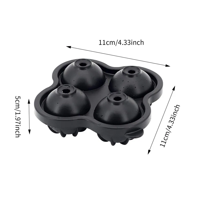 4Pcs Ice Tray Round ice ice Maker Large ice Diameter 5cm Transparent ice Rock ice Beer Whiskey Highball ice Cream Tool