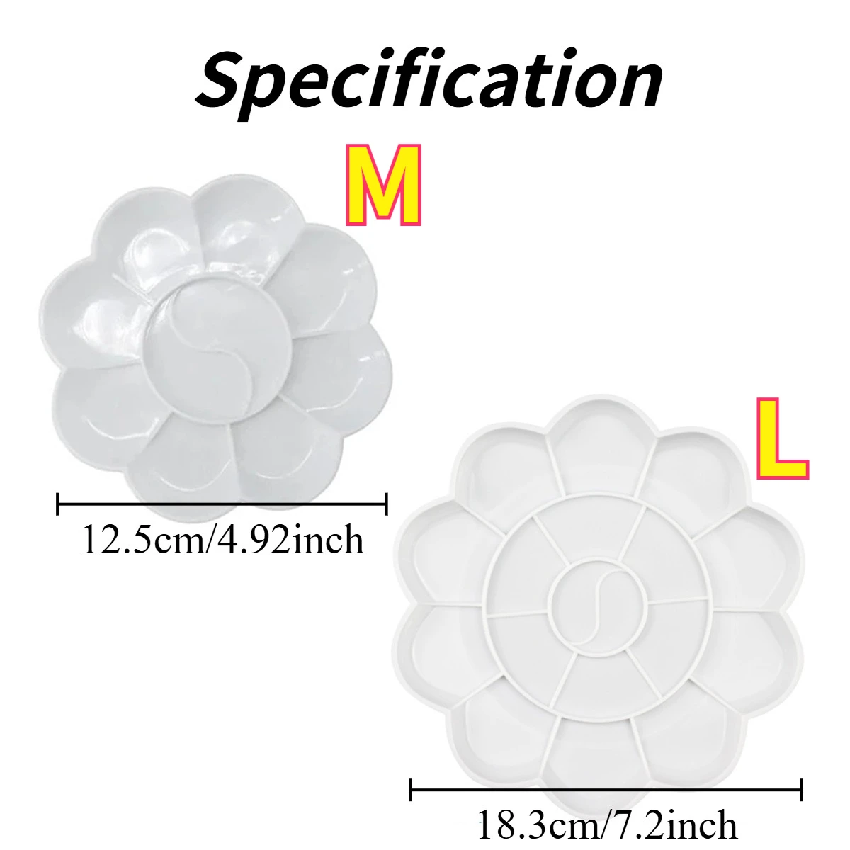 1-5PCS Flower Painting Palette Wells Plastic Reusable Artists Acrylic Watercolor Oil Portable Easy Clean Mixing Tray