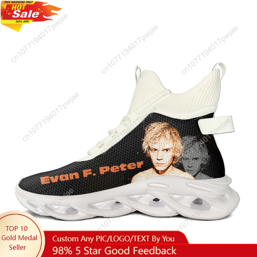 

Evan Peters Actor High Top Flats Sneakers Mens Womens Sports Hiking Travel Shoes Running Shoes Travel Custom Shoes