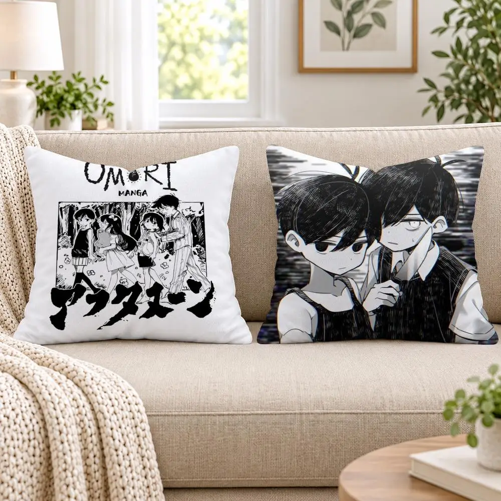 Game Anime O-Omori Cushion Cover Short Plush Double-Sided Printing Sofa Bedroom Pillow Case Aesthetic Home Decor