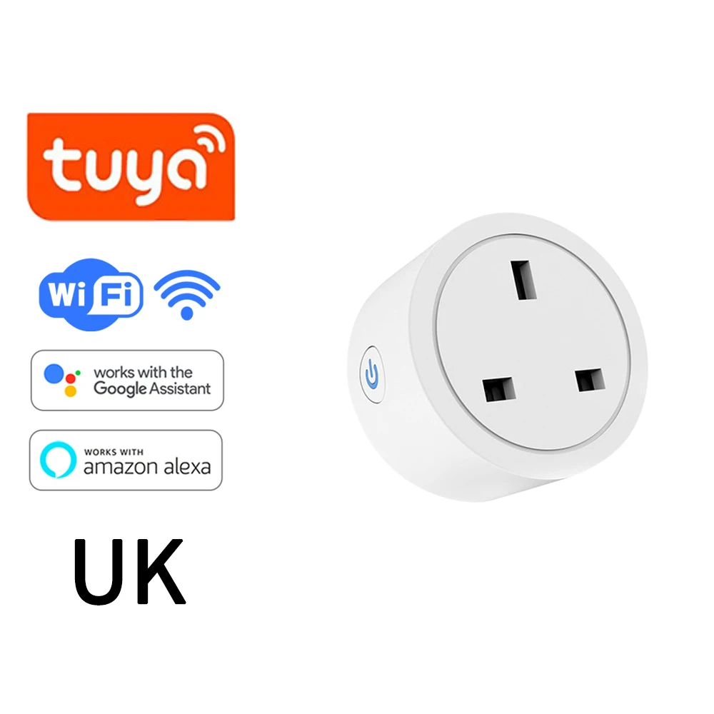 16A 20A EU/UK Smart Socket WiFi Smart Plug With Power For Smart Life App Monitoring Timing Function and Voice Control