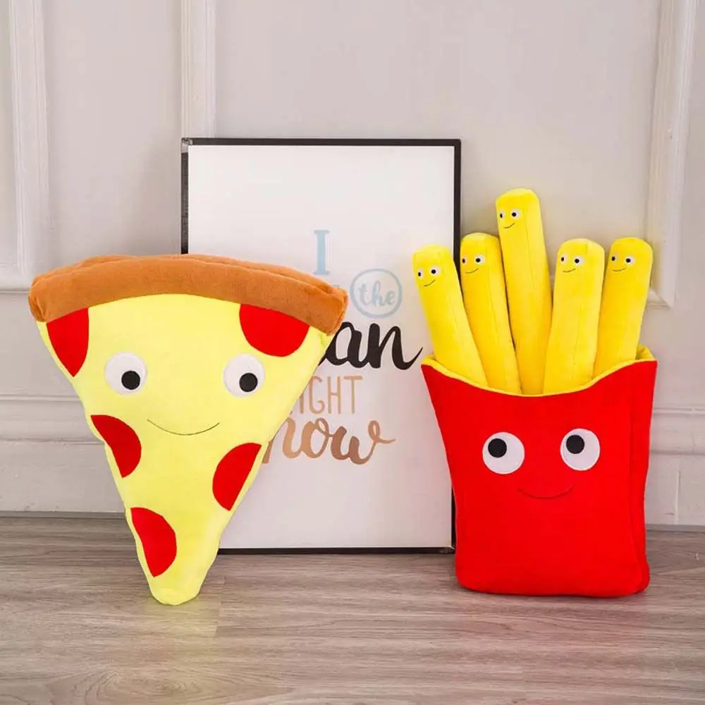 Cartoon Plush Pillow Simulation Food Fries Pillow Kids Gifts French Fries Plush Toys Plush Doll Stuffed Toys Pizza Plush Toy