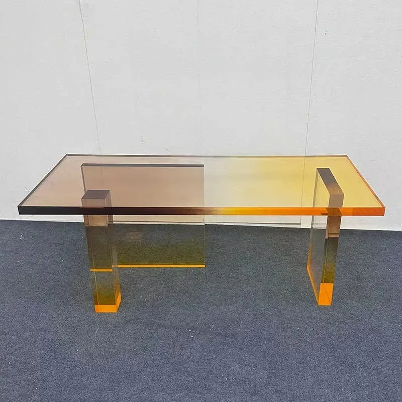 Factory direct sales high sense amber gradual change acrylic side table modern design living room acrylic coffee table