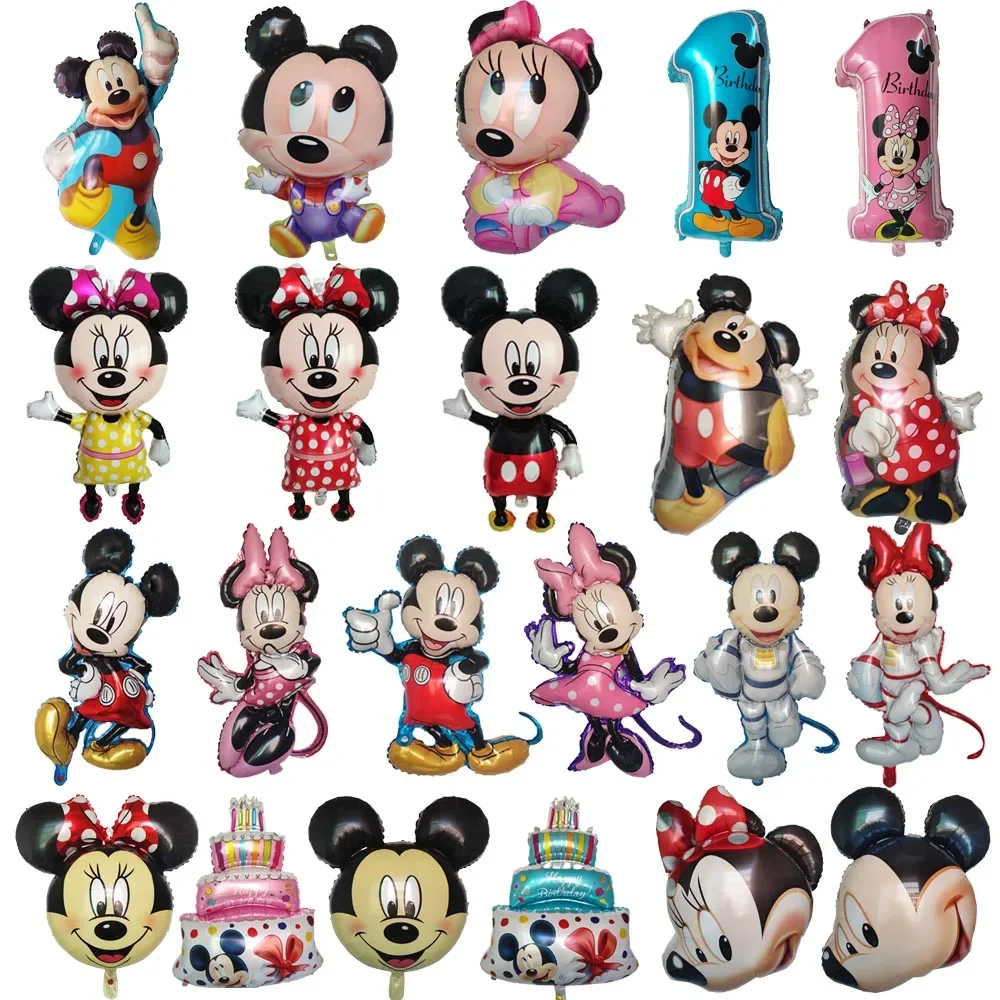 50pcs Mickey Minnie Mouse Balloons Disney Cartoon Foil Balloon Baby Shower Birthday Party Decorations Kids Classic Toys Air Gift