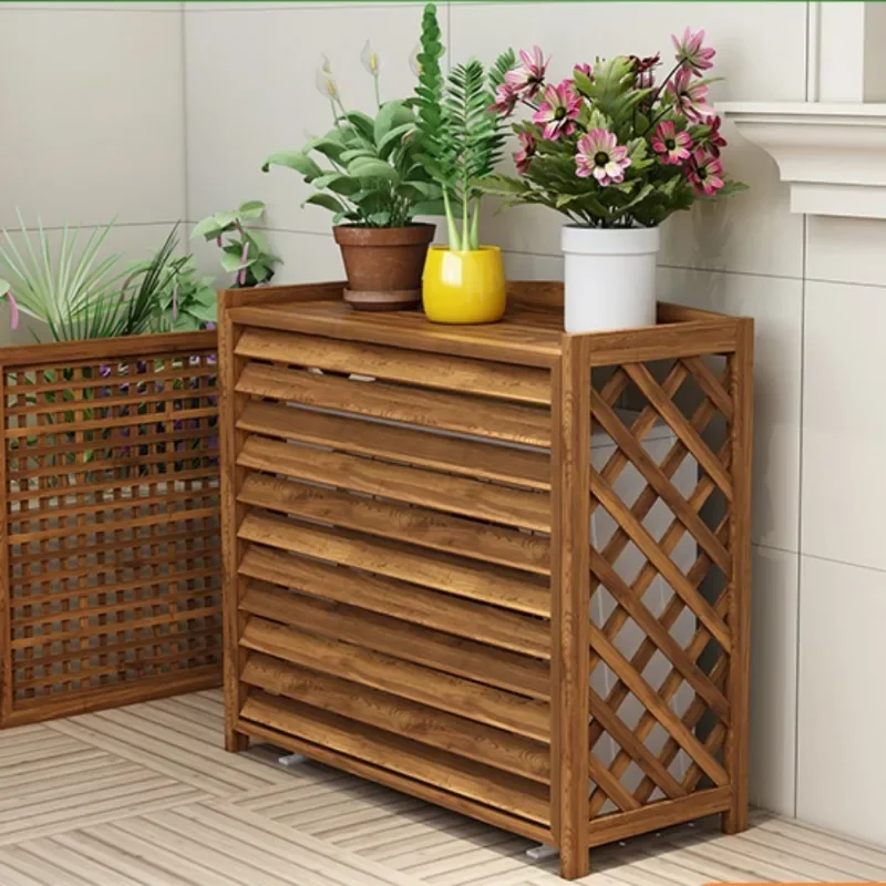 Balcony Air Conditioning Flower Rack: Outdoor Louver Decoration, Anticorrosion Grid Storage for Flower Pots, Functional