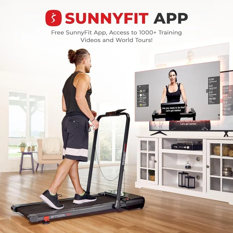 Sleek Compact Smart Treadpad Pacer Dual Mode Walking/Running Treadmill with 6-Level Incline, Remote Control & Exclusive Sun